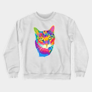 Colorful cat in abstract Crewneck Sweatshirt